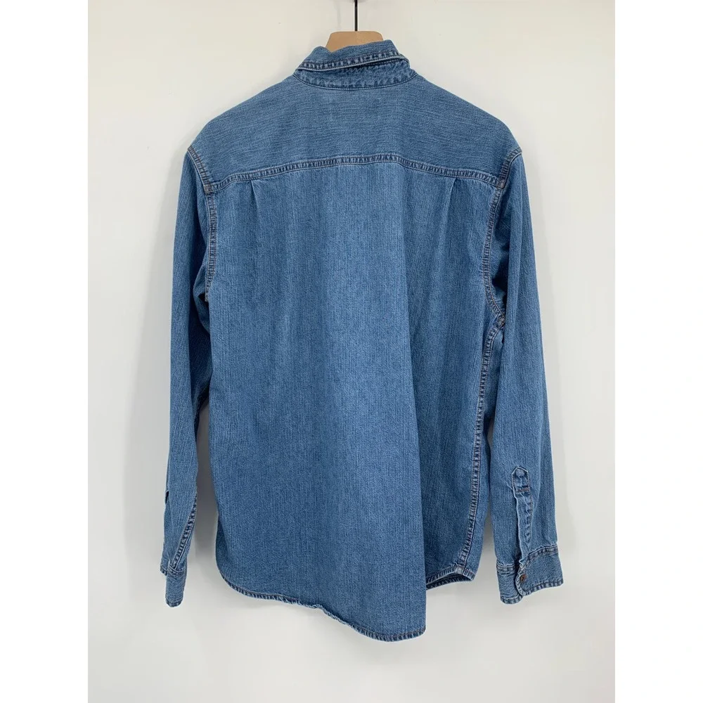 Levis Denim Shirt Mens Large Blue Metal Buttons Long Sleeve Workwear Western